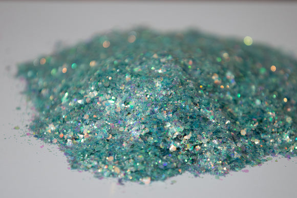 custom glitter, iridescent glitter, chunky glitter, blue glitter