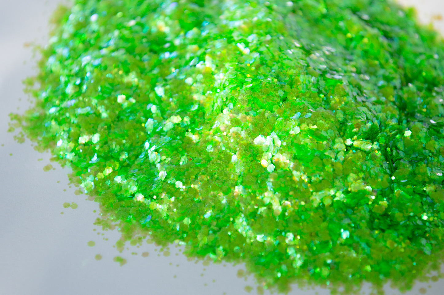 iridescent glitter, lime glitter, chunky glitter
