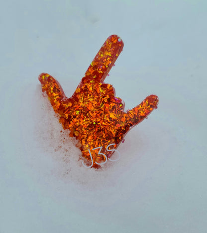 danneel, orange glitter, iridescent glitter, chunky glitter