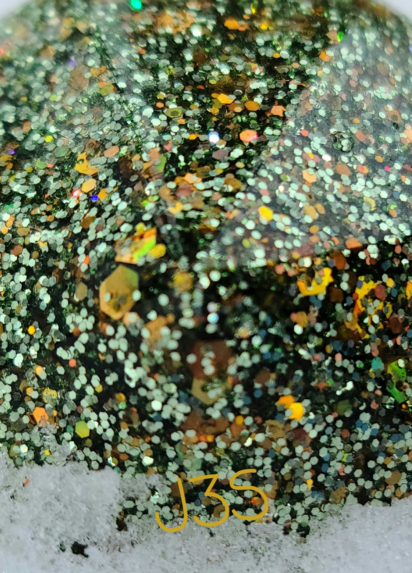 garth, green glitter, metallic glitter