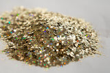 Chunky glitter  mix, light gold holographic glitter, 