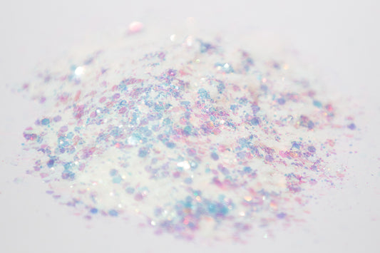 iridescent glitter, white glitter, custom chunky glitter mix