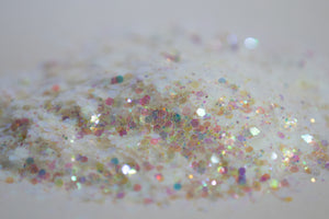 iridescent glitter, chunky glitter mix, white glitter