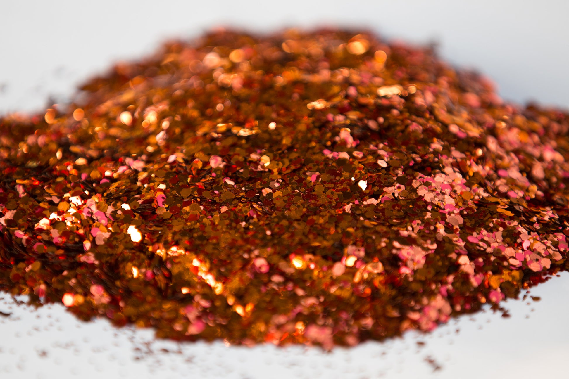 custom chunky glitter, red glitter, orange glitter, metallic glitter