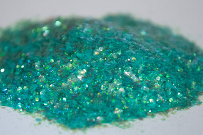 green glitter, chunky custom glitter, iridescent glitter