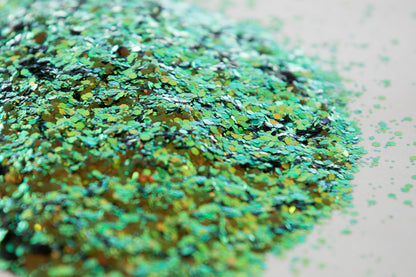 chunky glitter, iridescent glitter, shifty glitter, green glitter, bronze glitter, copper glitter