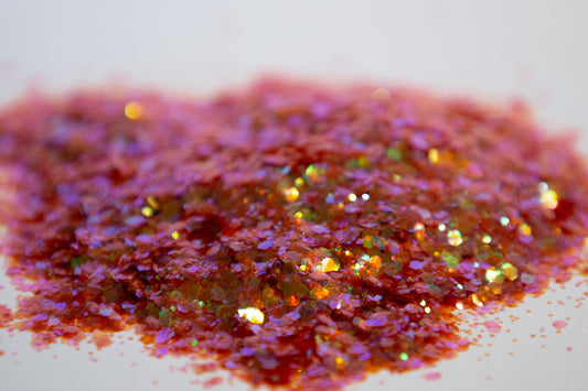 iridescent glitter, chunky glitter, red glitter, shifty glitter