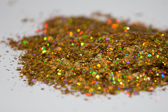 gold glitter, holographic glitter, chunky glitter