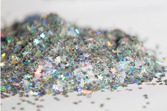 holographic glitter, shape glitter, star glitter