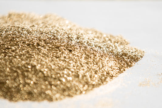 fine glitter, metallic glitter, gold glitter