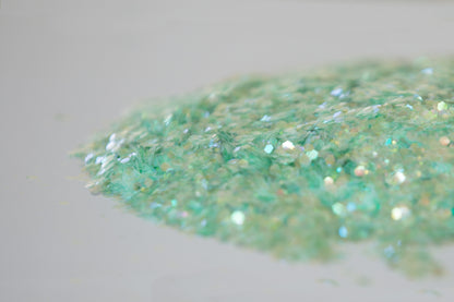 chunky glitter, iridescent glitter, mint glitter