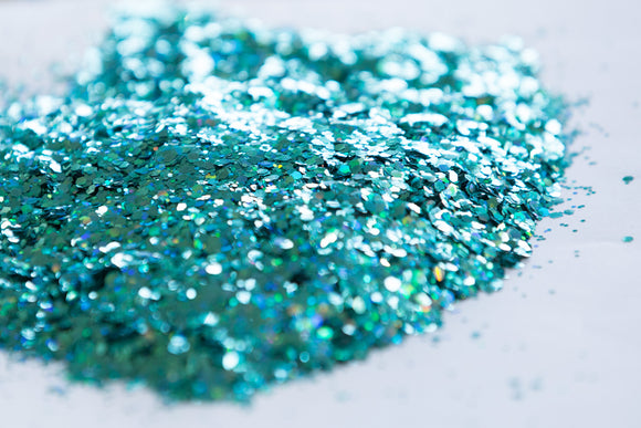 holographic glitter, chunky glitter, blue glitter