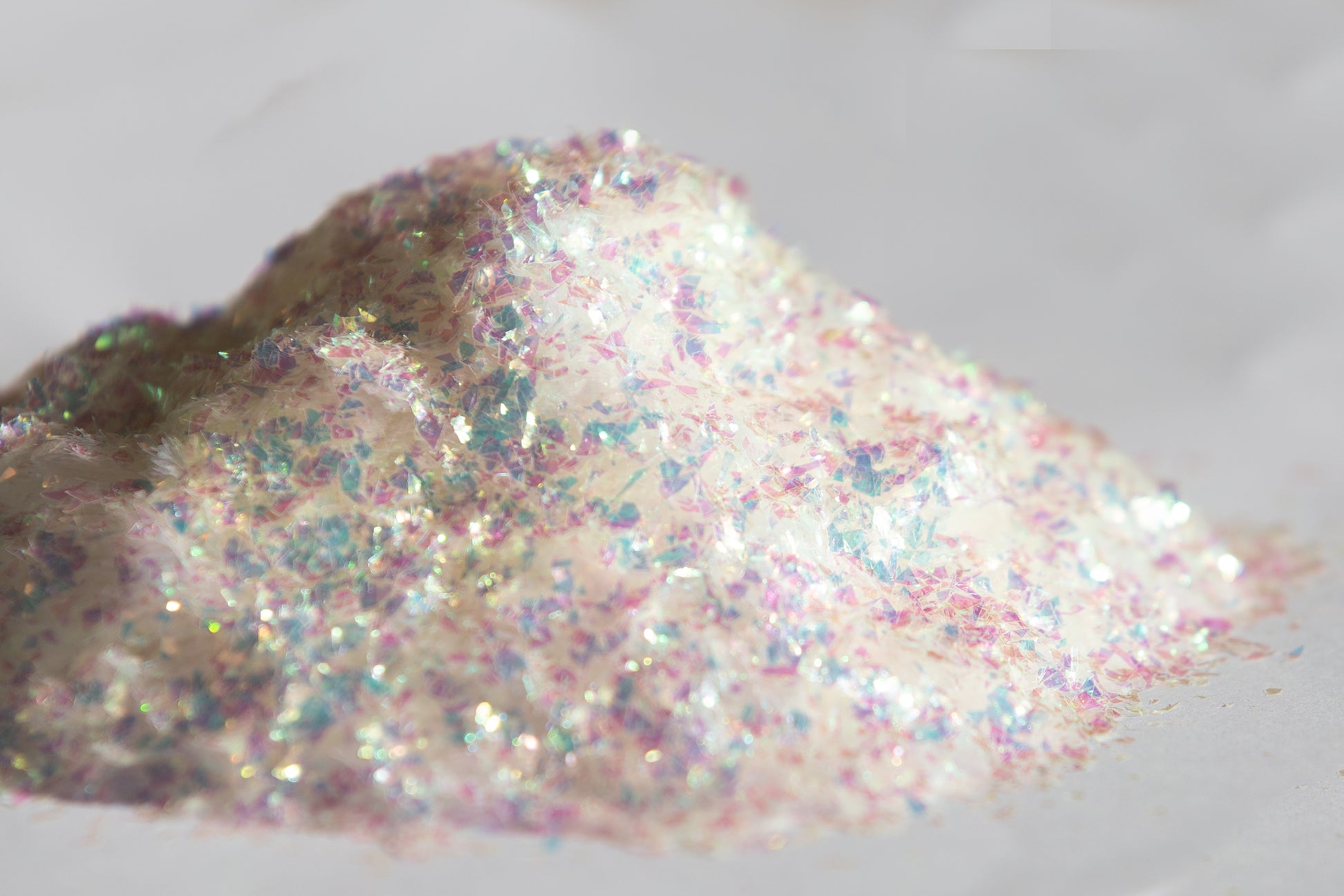 iridescent glitter, white glitter, shard glitter