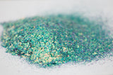 chunky glitter, iridescent glitter, custom glitter mix, teal glitter