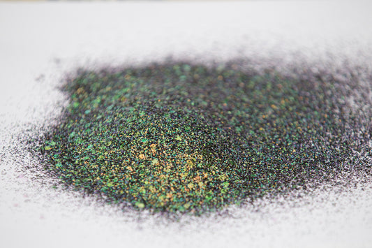 chunky glitter, black glitter, iridescent glitter, green glitter