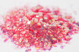 iridescent glitter, chunky glitter, pink glitter