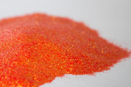 iridescent glitter, cosmetic grade glitter, orange glitter