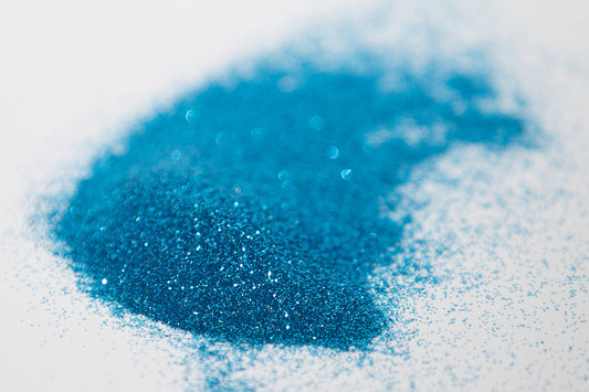 metallic glitter, fine glitter, blue glitter