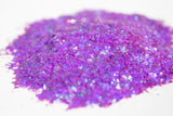 iridescent glitter, chunky glitter, purple glitter
